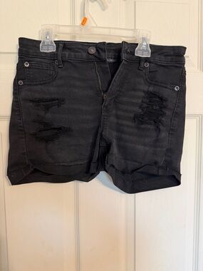 American Eagle Outfitters Black Distressed Denim Shorts